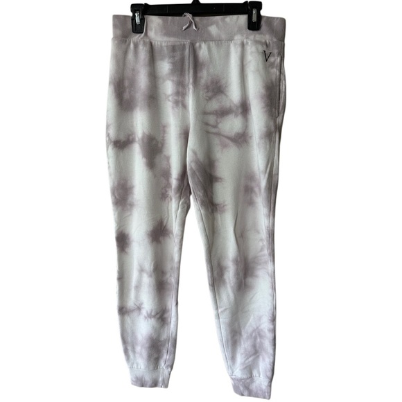 Victoria's Secret Purple-White Tie-Dye Joggers w/ Cropped Ankles and Thick Band - Picture 1 of 5